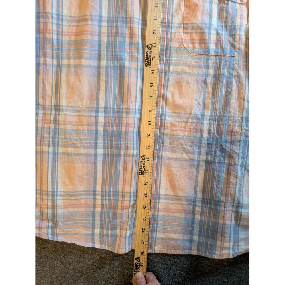 Columbia Shirt Mens Sz XL Peach & Blue Plaid Short Sleeve Button Down - Picture 2 of 11